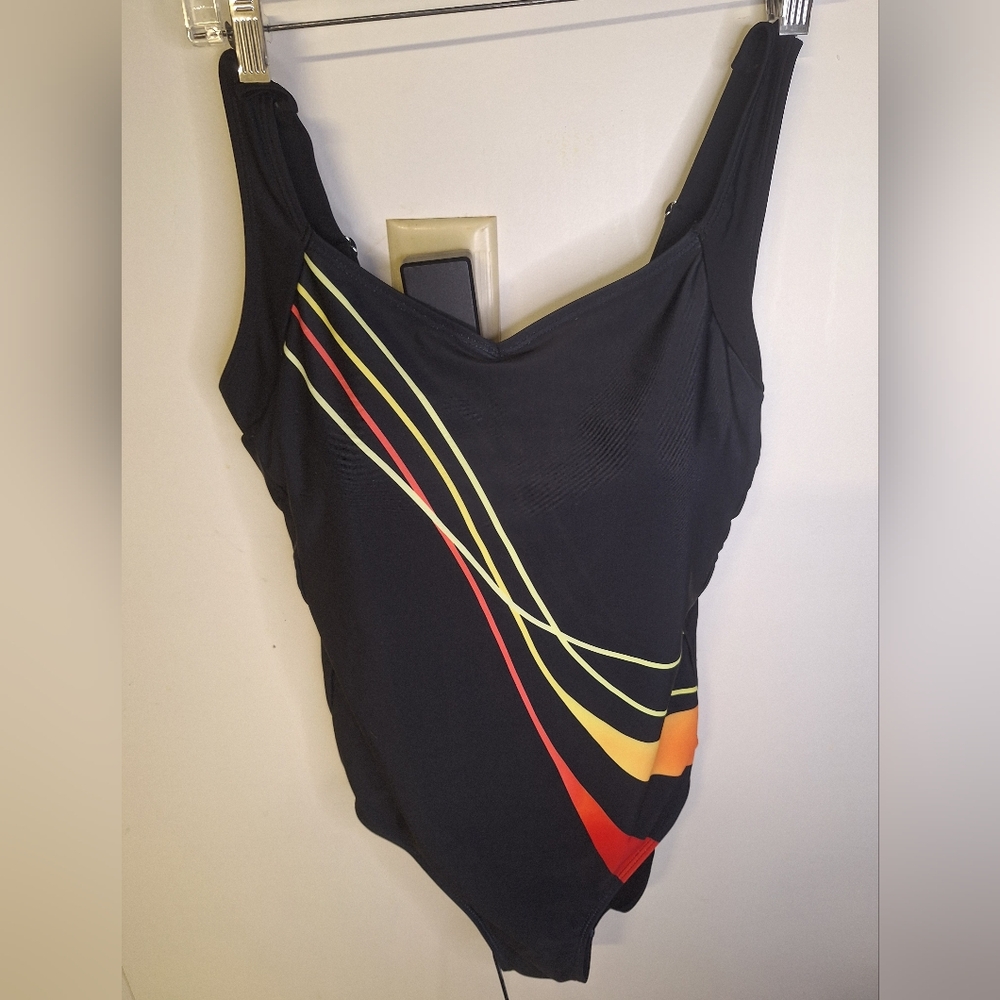 NWOT Black and Multicolor Women's One Piece Swimsuit Size Large